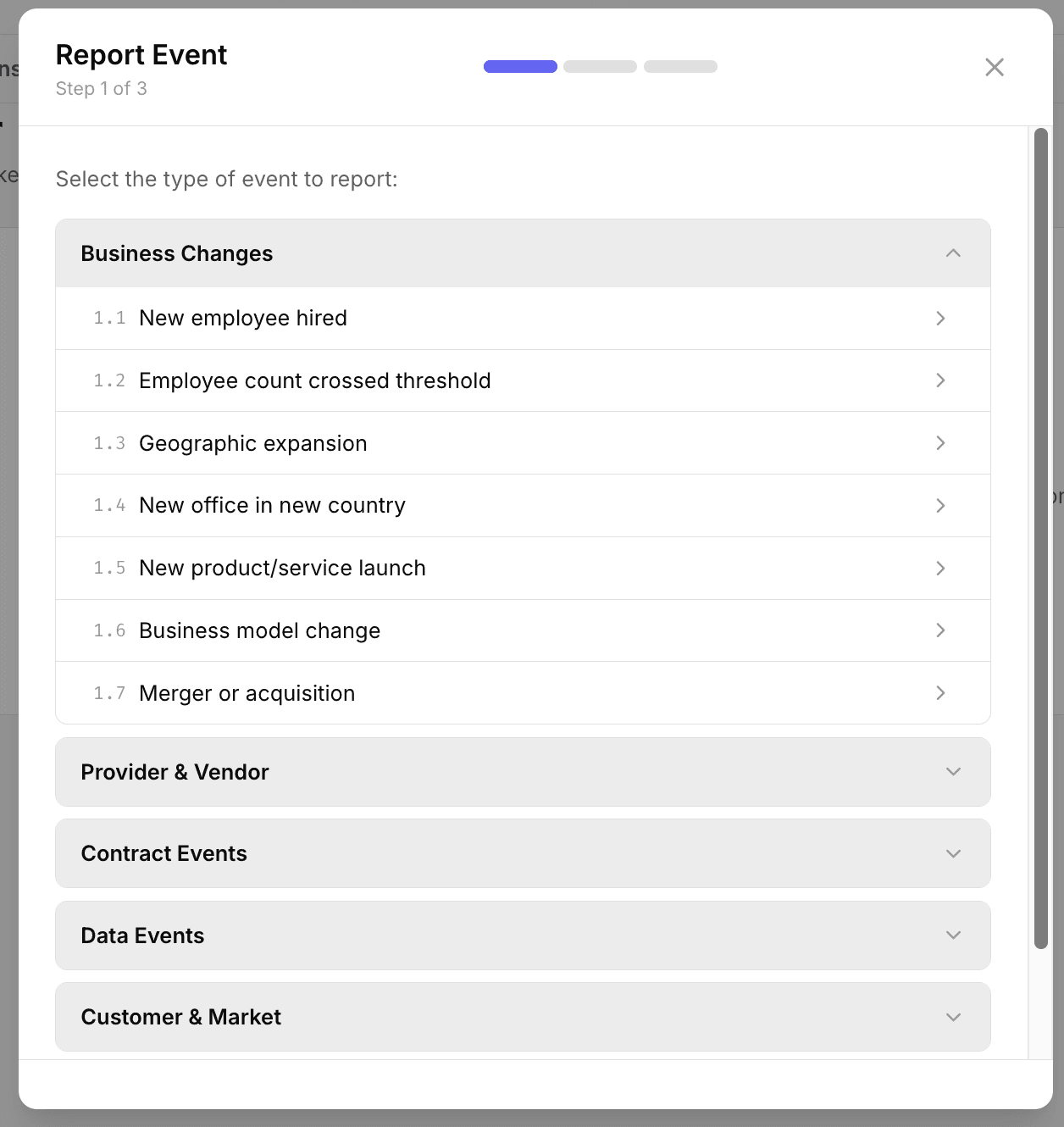ComplyOne product screenshot: Event center
