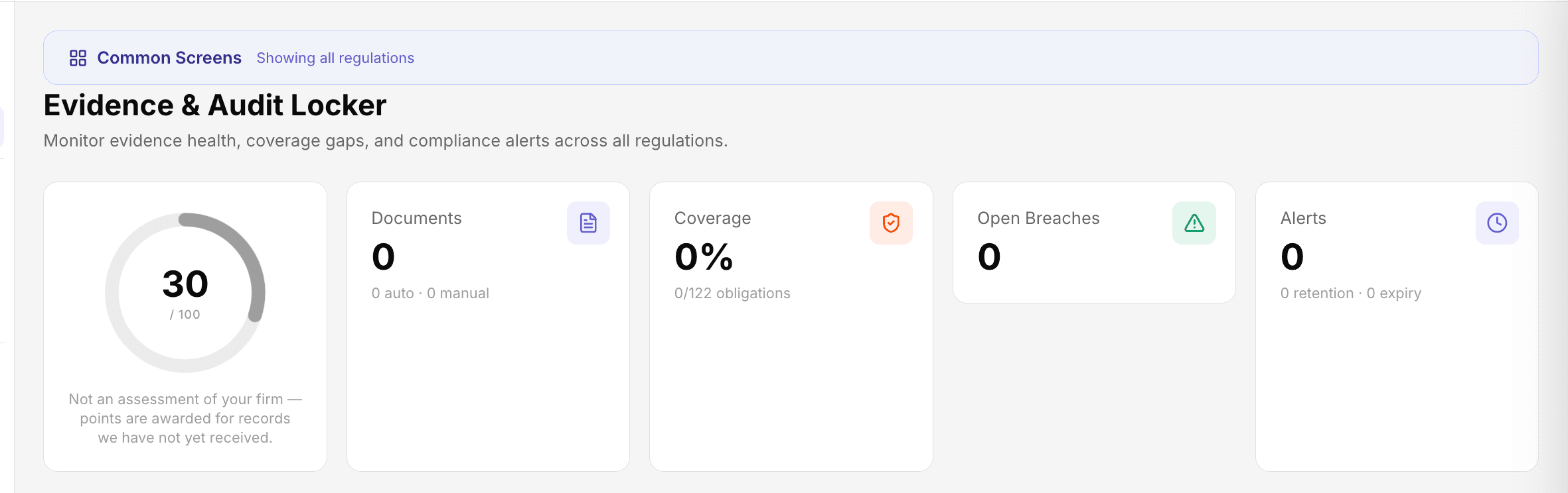 ComplyOne product screenshot: Evidence and audit locker